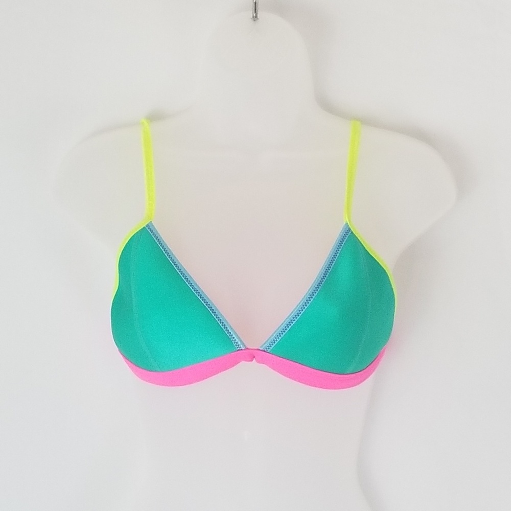T9 Triangl bikini top teal multicolored - Picture 1 of 5